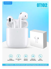 Oteeto OT102 Wireless Bluetooth Earbuds with Advanced Noise Cancellation Multi Functional Touch Control and Microphone Compatible With Android Mobiles and Tablets