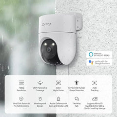 EZVIZ 360° Security Camera Outdoor with Auto-Tracking, WiFi Surveillance Camera for Home Security, Human/Motion Detection, Color Night Vision, Two-Way Talk, Waterproof, Alexa/Google | C8c