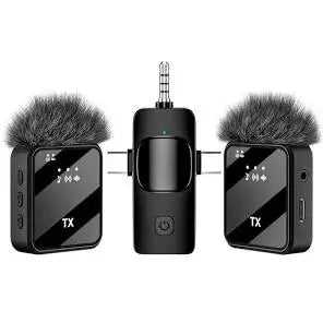 F11-2 Wireless Lavalier Microphone System, Dual TX Transmitters with Furry Windscreens, 3.5mm Jack