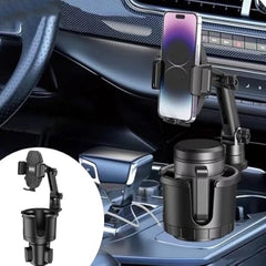 Car Cup Holder and Mobile Holder, (360 Adjustable Rotation) Go-Des Multifunctional Water Cup Holder Adjustable Have Perfect Fit for Different Cars