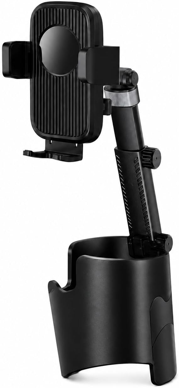 Cup Holder Phone Mount for Car, Adjustable Flexible Arm with Pivoting Head, 360° Rotating Universal Holder for iPhone and Android