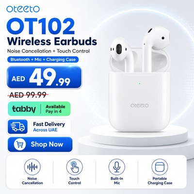 Oteeto OT102 Wireless Bluetooth Earbuds with Advanced Noise Cancellation Multi Functional Touch Control and Microphone Compatible With Android Mobiles and Tablets