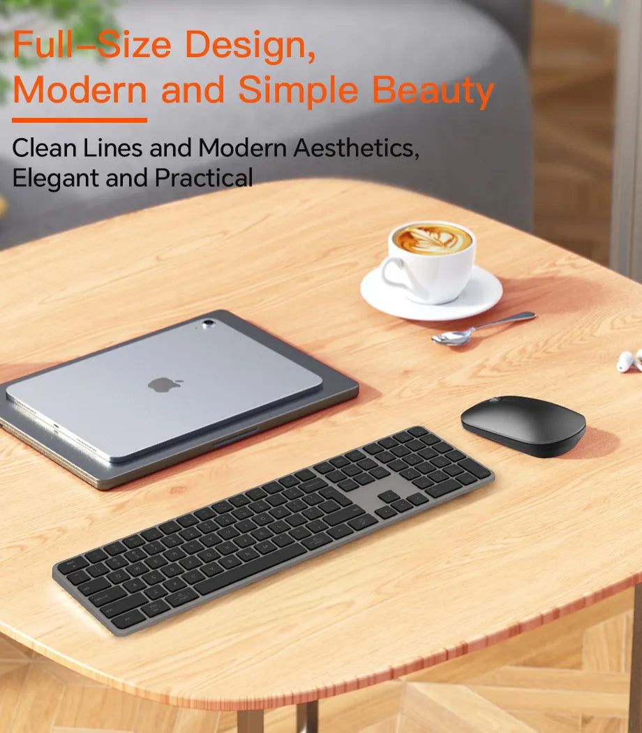 Ultra-Thin Full-Size Space Gray Wireless Office Combo iKey C230