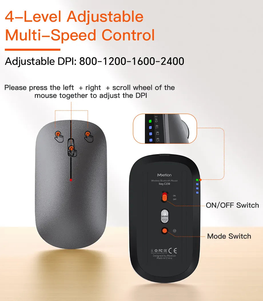 Ultra-Thin Full-Size Space Gray Wireless Office Combo iKey C230