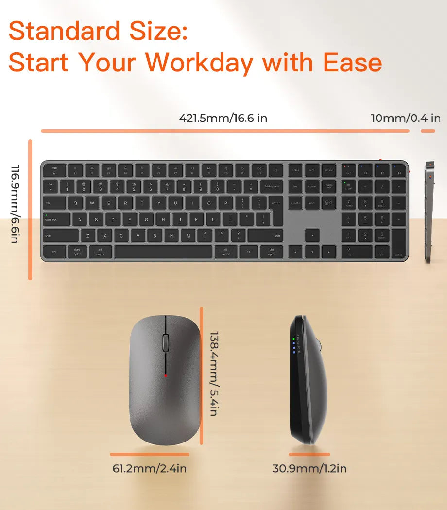 Ultra-Thin Full-Size Space Gray Wireless Office Combo iKey C230