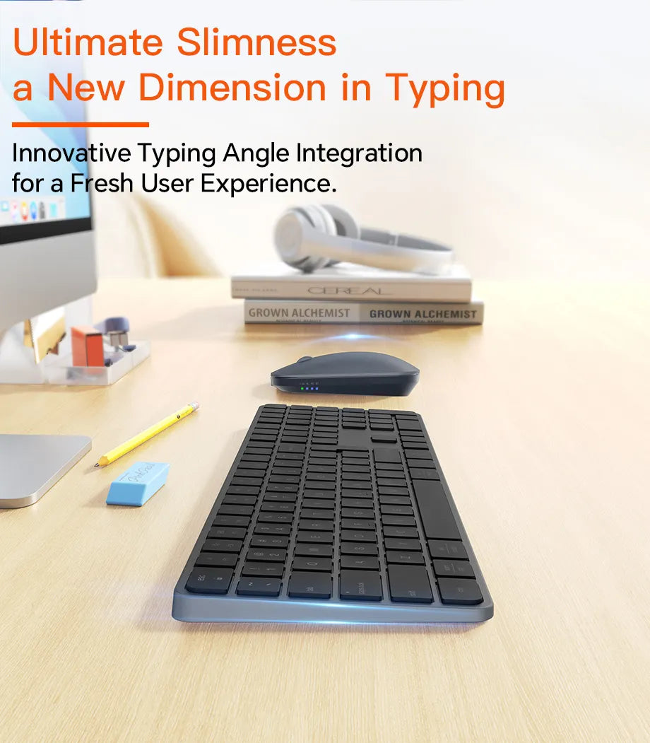 Ultra-Thin Full-Size Space Gray Wireless Office Combo iKey C230