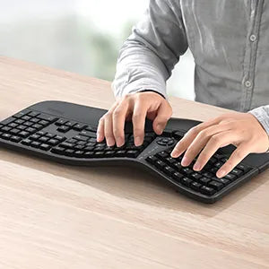 Wireless Ergonomic Keyboard DirectorW |USB Nano receiver |Coverage ranges up to 10m |Power eﬃcient wireless technology
