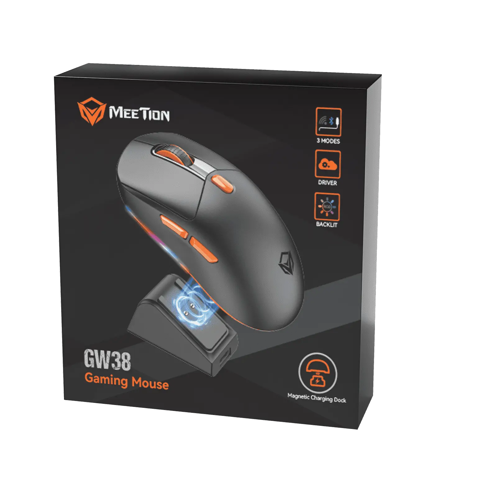 GW38 Wireless Tri-Mode Mouse with Magnetic Charging Dock