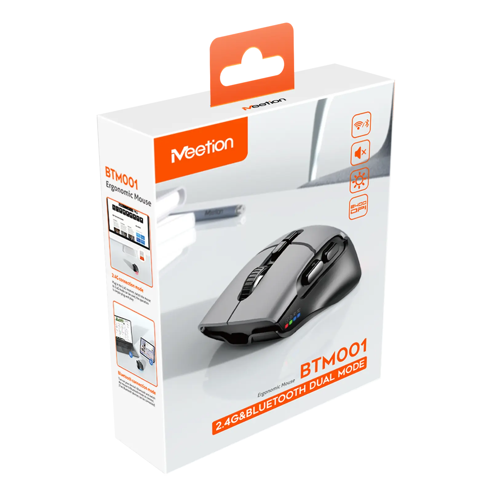 BTM001 Wireless Dual-Mode Ergonomic Black Mouse