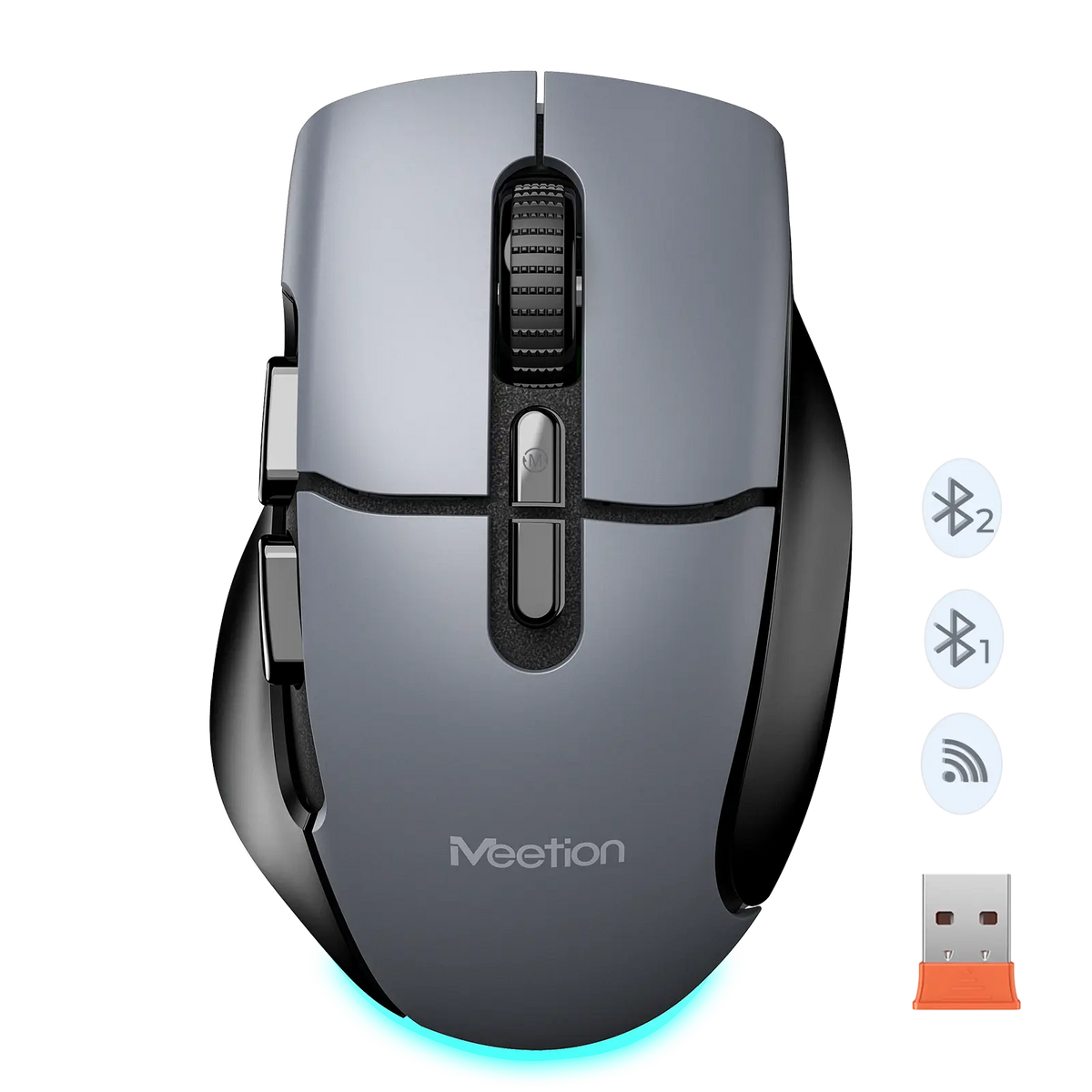 BTM001 Wireless Dual-Mode Ergonomic Black Mouse