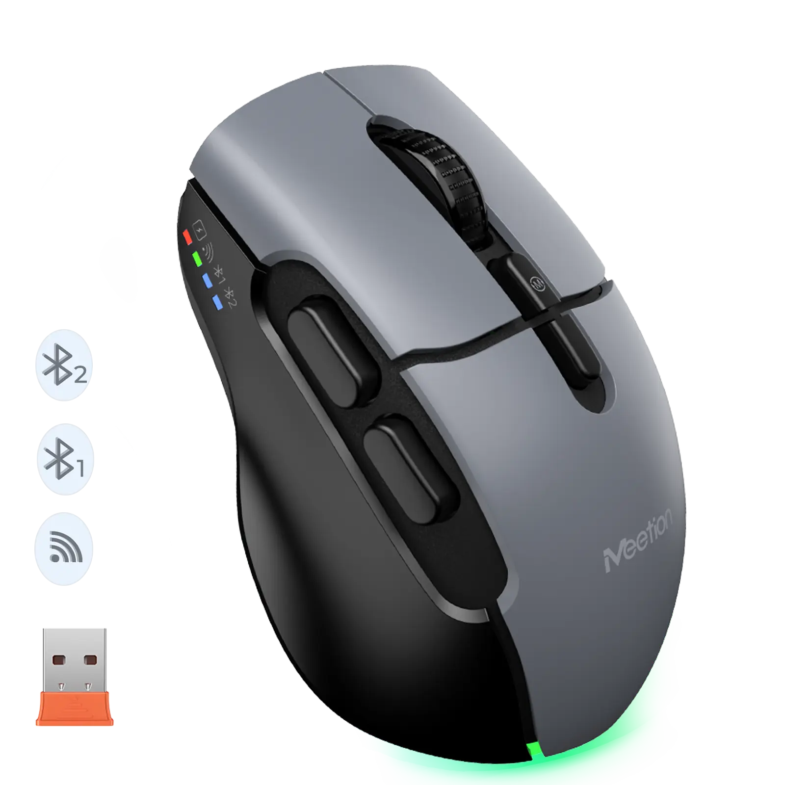 BTM001 Wireless Dual-Mode Ergonomic Black Mouse