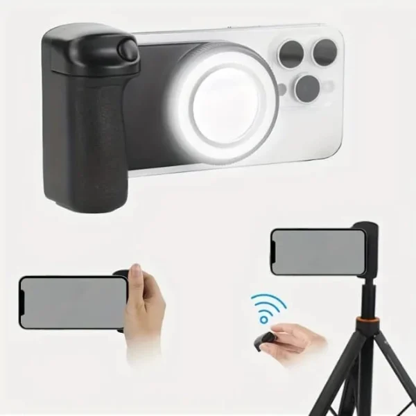 Magnetic Smartphone Camera Grip with Bluetooth & Selfie Light