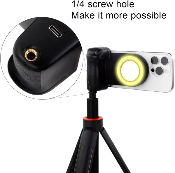 Magnetic Smartphone Camera Grip with Bluetooth & Selfie Light
