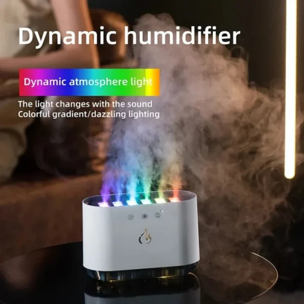Pickup Dynamic Flame Effect Humidifier – 900ml Water Tank, 6 Spray Heads, Ambient Lighting & Fine Mist Diffuser