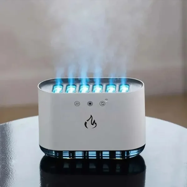 Pickup Dynamic Flame Effect Humidifier – 900ml Water Tank, 6 Spray Heads, Ambient Lighting & Fine Mist Diffuser