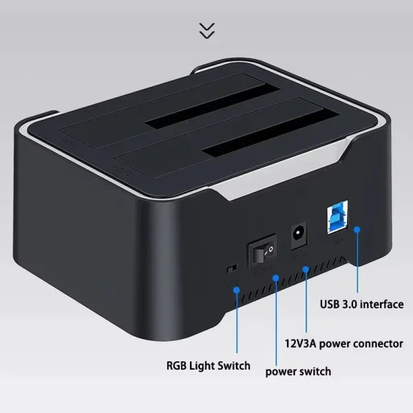 3 HAING 2.5/3.5 Inch SATA HDD/SSD Dual Bay Docking Station with Offline Cloning, USB 3.0 and 40TB Support
