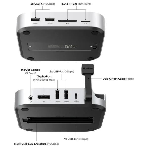 UGREEN 11-in-1 USB-C Docking Station for Mac mini M4 / M4 Pro – 10Gbps High-Speed Hub