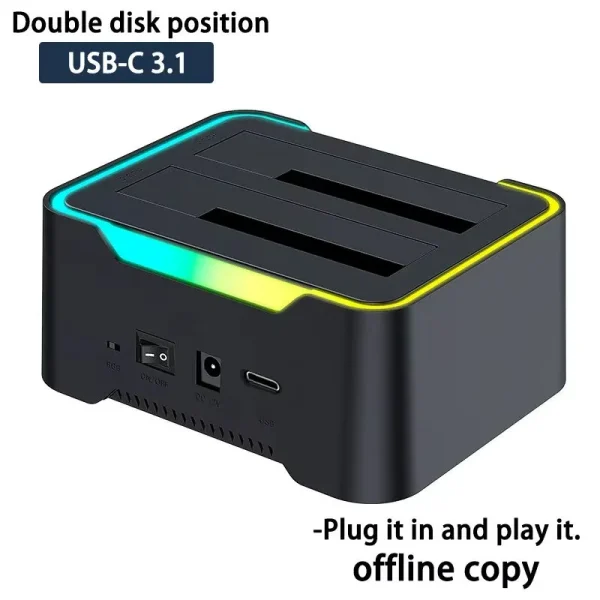 4 HAING 2.5/3.5 Inch SATA HDD/SSD Dual Bay Docking Station with Offline Cloning, USB 3.0 and 40TB Support