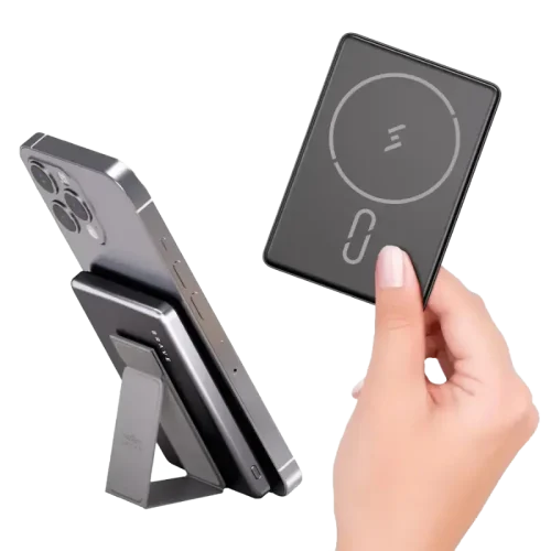 BRAVE BP-19 5000mAh Ultra Slim Magnetic Wireless Power Bank – 15W Wireless Charging, 20W PD Fast Charging, MagSafe Compatible with Built-In Stand