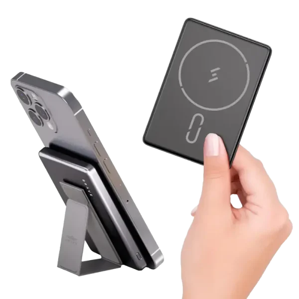 BRAVE BP-19 5000mAh Ultra Slim Magnetic Wireless Power Bank – 15W Wireless Charging, 20W PD Fast Charging, MagSafe Compatible with Built-In Stand