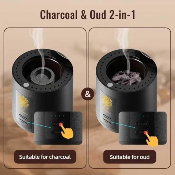 Luxury Portable Electric Oud & Bakhoor Incense Burner 2-in-1 Smart Arabic Mabkhara for Charcoal & Oud | Fast Heating, LED Indicator & USB Rechargeable – Premium Aromatherapy Diffuser for Home, Car