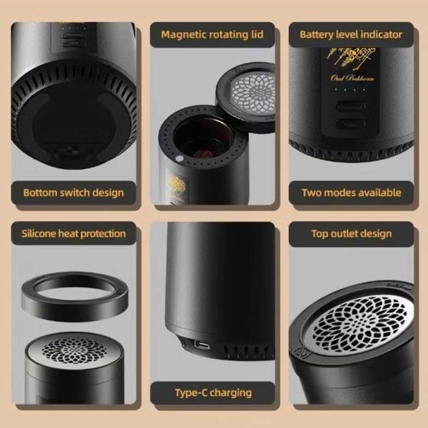 Luxury Portable Electric Oud & Bakhoor Incense Burner 2-in-1 Smart Arabic Mabkhara for Charcoal & Oud | Fast Heating, LED Indicator & USB Rechargeable – Premium Aromatherapy Diffuser for Home, Car