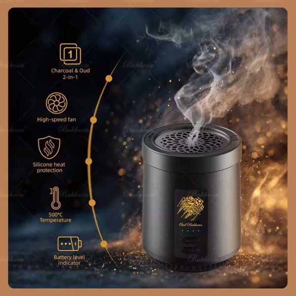 Luxury Portable Electric Oud & Bakhoor Incense Burner 2-in-1 Smart Arabic Mabkhara for Charcoal & Oud | Fast Heating, LED Indicator & USB Rechargeable – Premium Aromatherapy Diffuser for Home, Car
